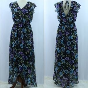 Emma & Michele Floral Chiffon High Low Maxi Dress